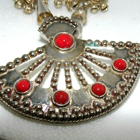 Vintage 80's Necklace Large Alloy Chunky with bell - Picture 5 of 8